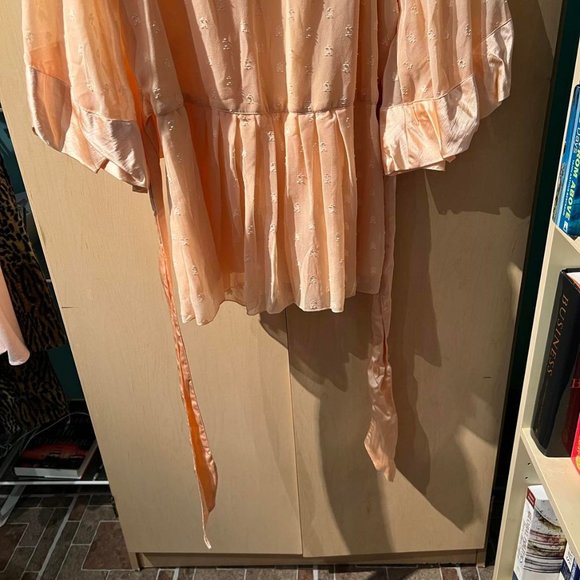 Vintage Light Orange / Pink Tie in the back Fancy Top Size Small - Picture 4 of 12